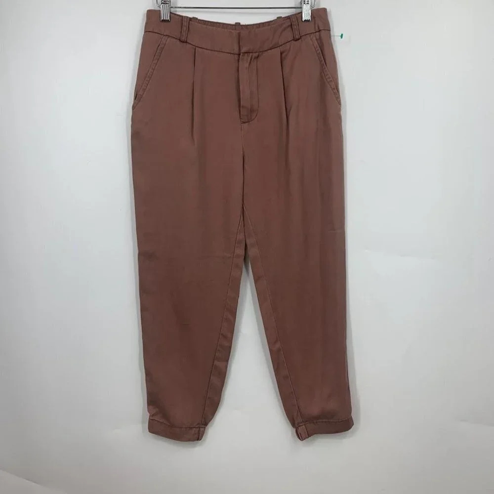 Free People Women's Pleated High Rise Tapered Cropped Tencel Pants Size 0